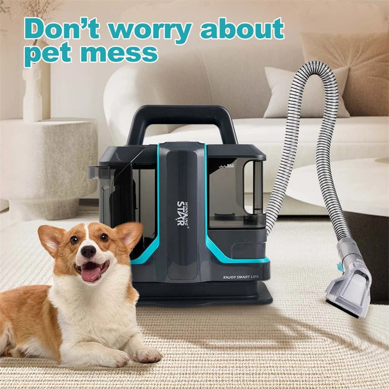 Wet and Dry Vacuum Cleaner 15Kpa Portable Corded Sofa Carpet Cleaner Fabric Double Brush Head Stain Fabric Cleaning Machine