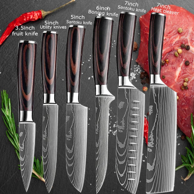 Facas de cozinha em aço damasco SANTOKU