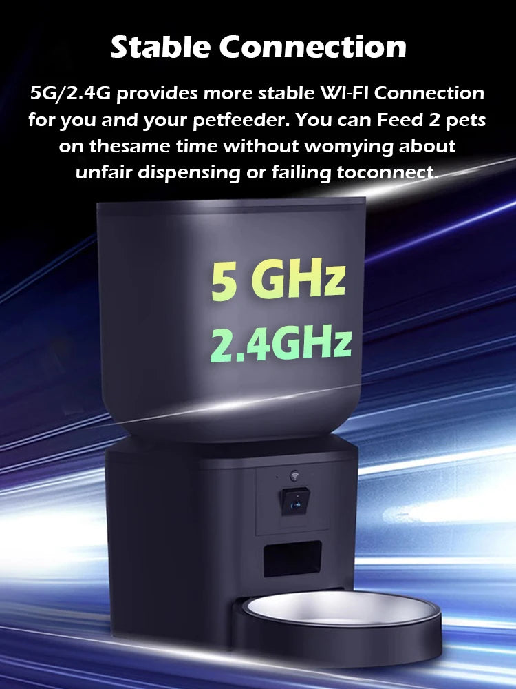 Alimentadores Automáticos Inteligentes para Gatos com Câmera HD 1080P 5G WiFi