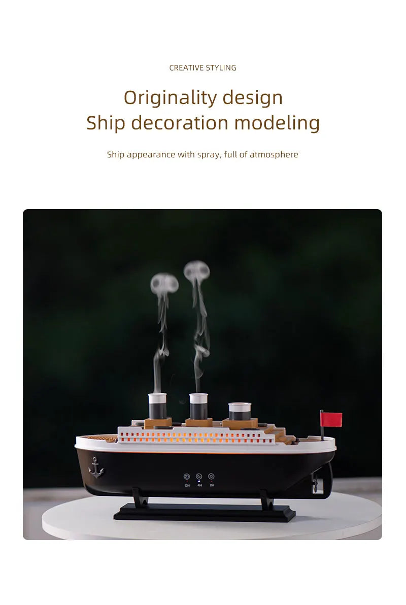 Titanic Ship Model Decoration Air Humidifier 250ml Essential Oil Diffuser Jellyfish Smoke Ring Spray Aroma Diffuser For Home