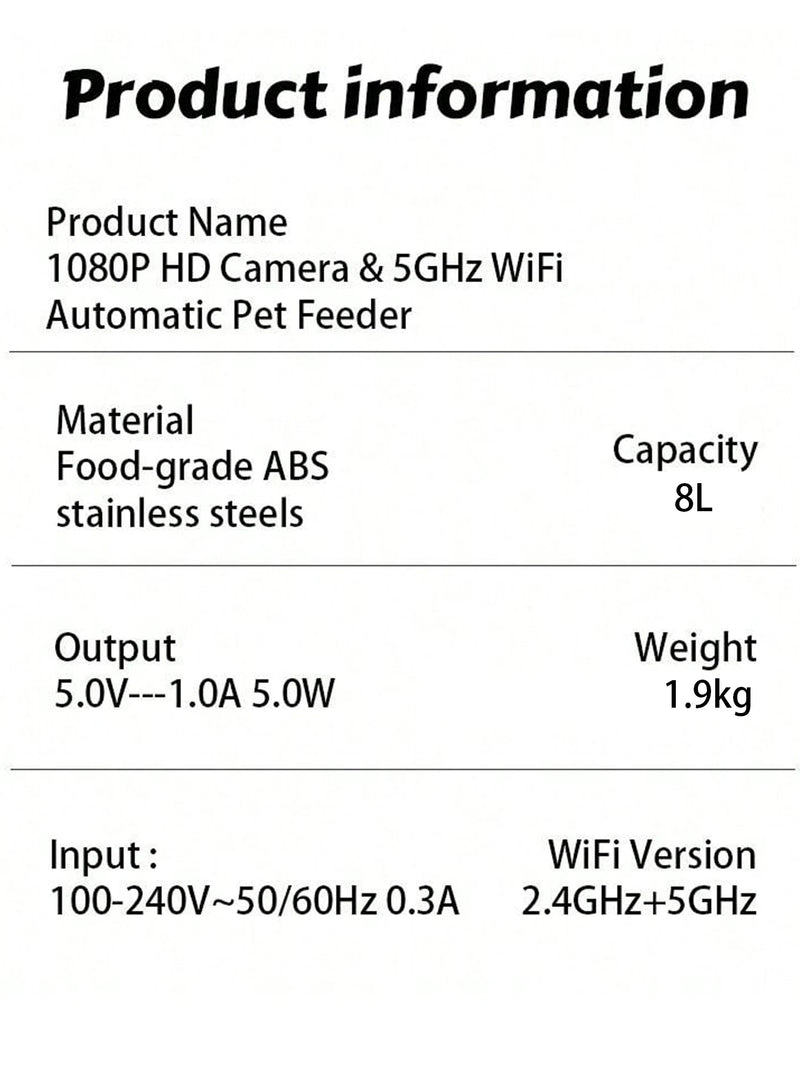 Alimentadores Automáticos Inteligentes para Gatos com Câmera HD 1080P 5G WiFi