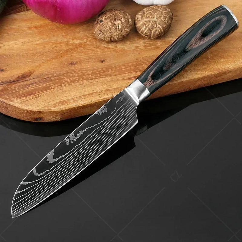 Facas de cozinha em aço damasco SANTOKU