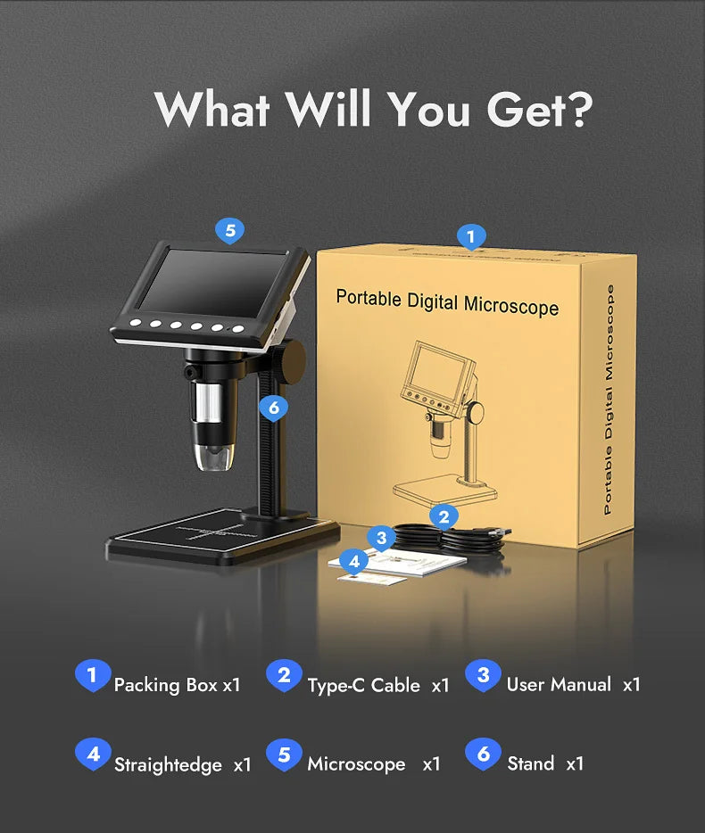 Microscopio digital 1600x 8 leds