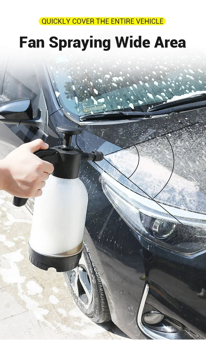 2L Hand Pump Foam Sprayer Pneumatic Washer Foam Snow Foam High Pressure Car Wash Spray Bottle for Car Home Cleaning