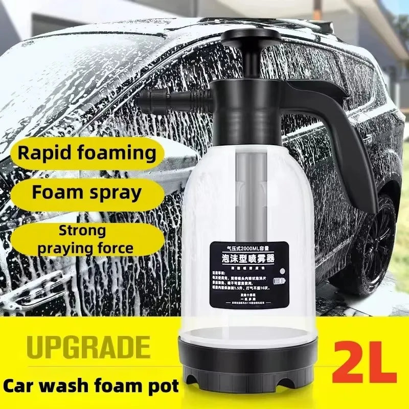 2L Hand Pump Foam Sprayer Pneumatic Washer Foam Snow Foam High Pressure Car Wash Spray Bottle for Car Home Cleaning