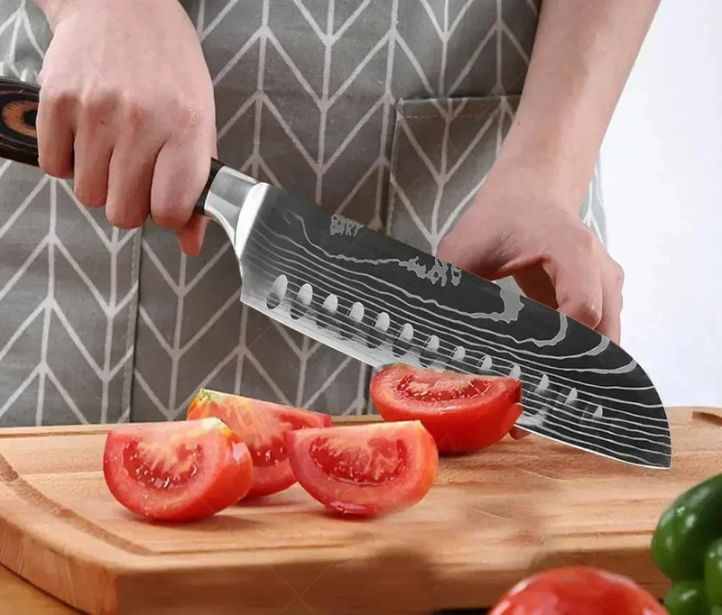 Facas de cozinha em aço damasco SANTOKU