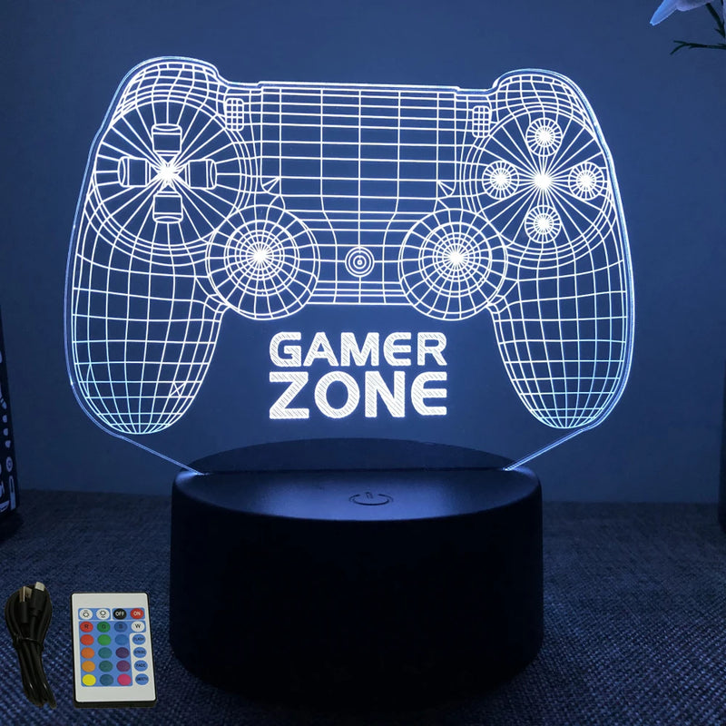 LUMINARIA GAMER 3D LED NEON