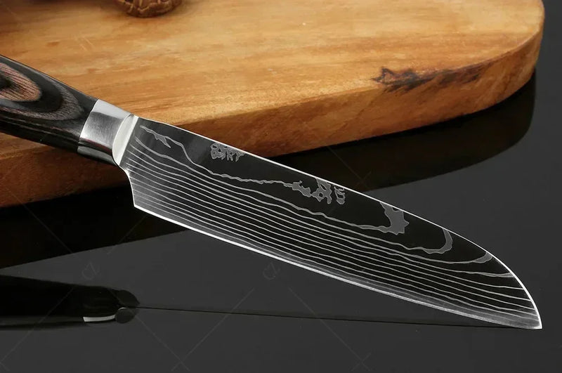 Facas de cozinha em aço damasco SANTOKU