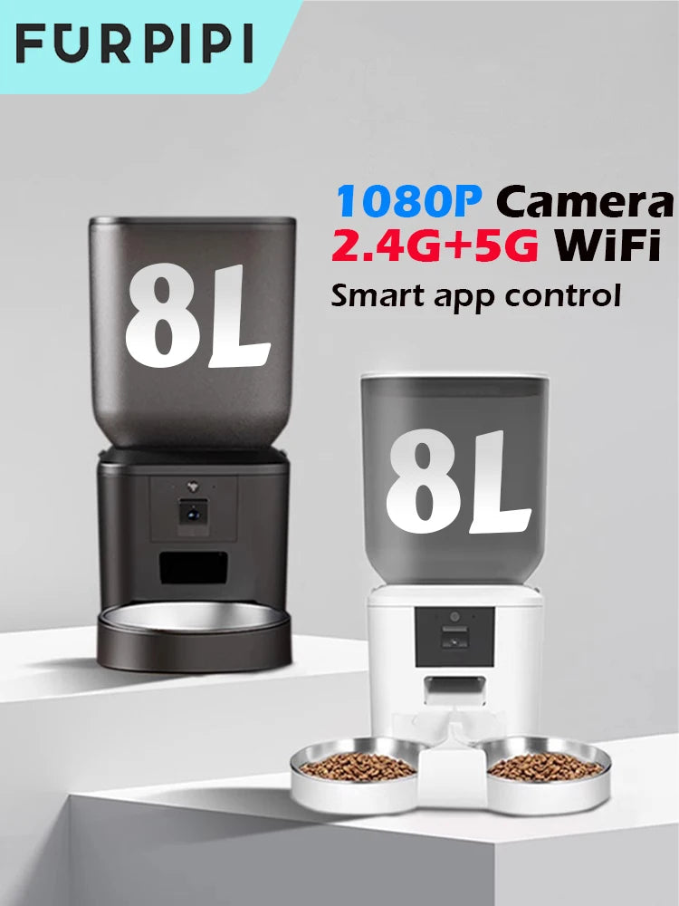 Alimentadores Automáticos Inteligentes para Gatos com Câmera HD 1080P 5G WiFi