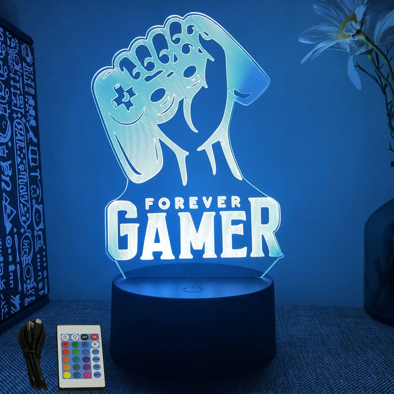 LUMINARIA GAMER 3D LED NEON