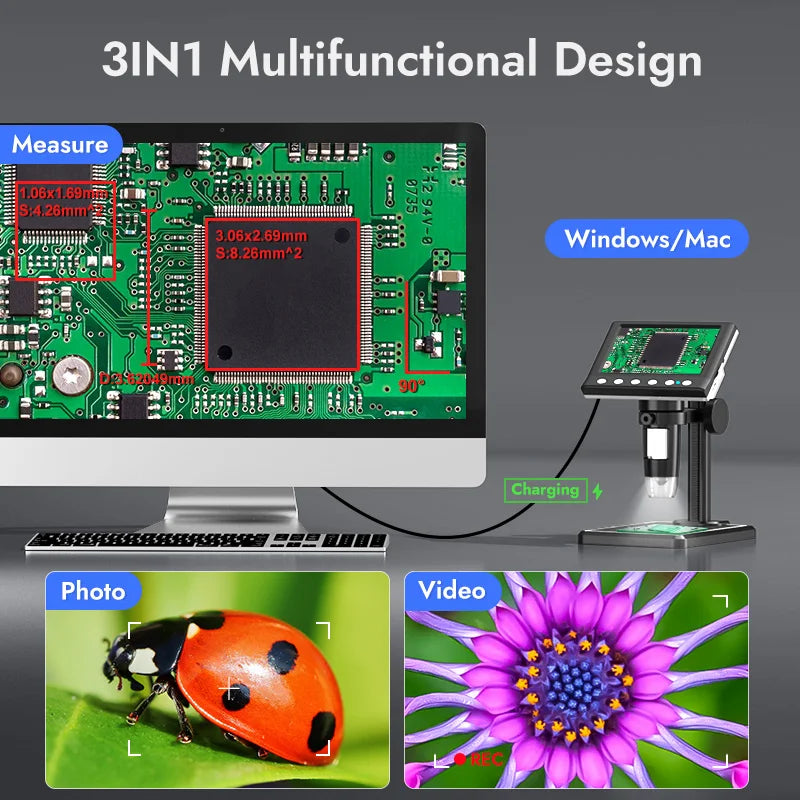 Microscopio digital 1600x 8 leds