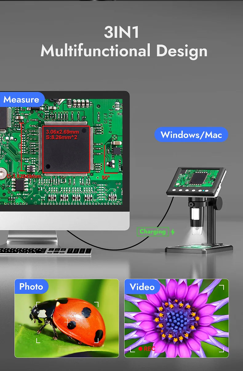 Microscopio digital 1600x 8 leds