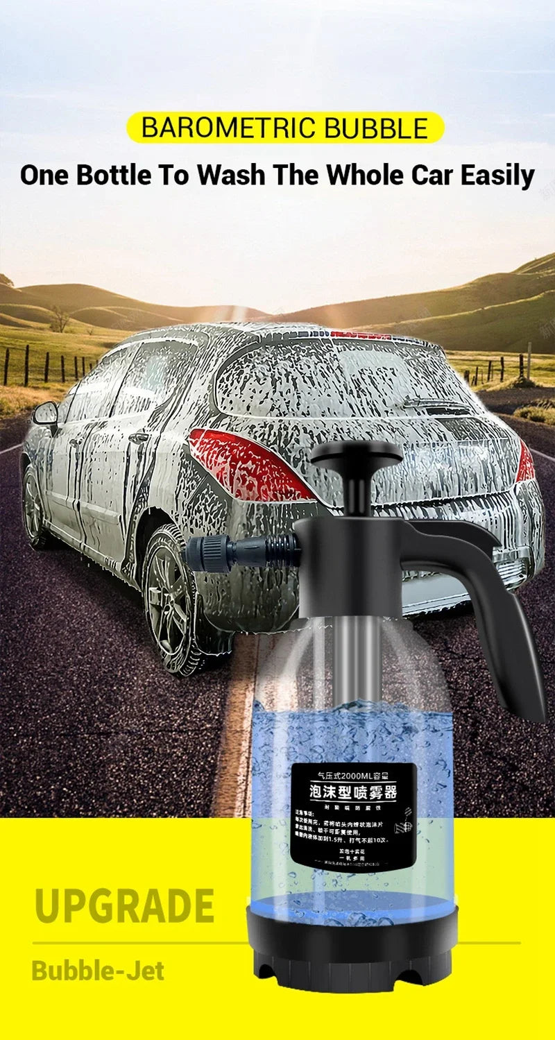 2L Hand Pump Foam Sprayer Pneumatic Washer Foam Snow Foam High Pressure Car Wash Spray Bottle for Car Home Cleaning