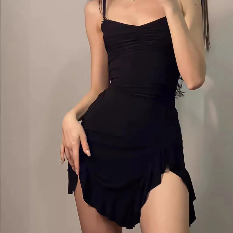 Vintage Black Mini Prom Suspenders Dress for Women Y2k Clothes Sleeveless Sexy Womens Fashion Summer Coquette Short Dresses 2024