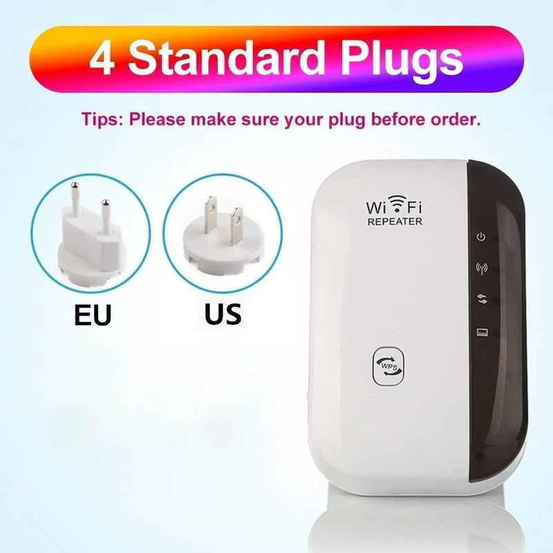 Wifi Repeater Wireless Signal Amplifier Extended Network Enhancer EU US Home Router 300m Through The Wall Bedroom Receive Moving