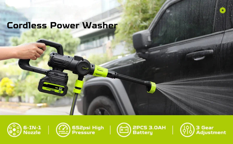 6in1 Brushless Electric Car Washer 1200W 200Bar Cordless High Pressure Foam Generator Spray Cleaner Car Garden Cleaning Machine