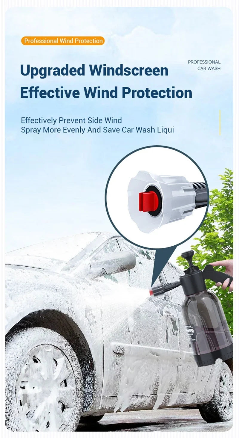 2L Hand Pump Foam Sprayer Pneumatic Washer Foam Snow Foam High Pressure Car Wash Spray Bottle for Car Home Cleaning