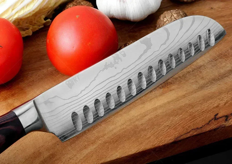 Facas de cozinha em aço damasco SANTOKU