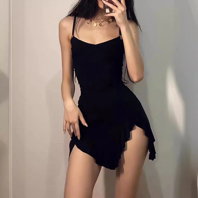 Vintage Black Mini Prom Suspenders Dress for Women Y2k Clothes Sleeveless Sexy Womens Fashion Summer Coquette Short Dresses 2024